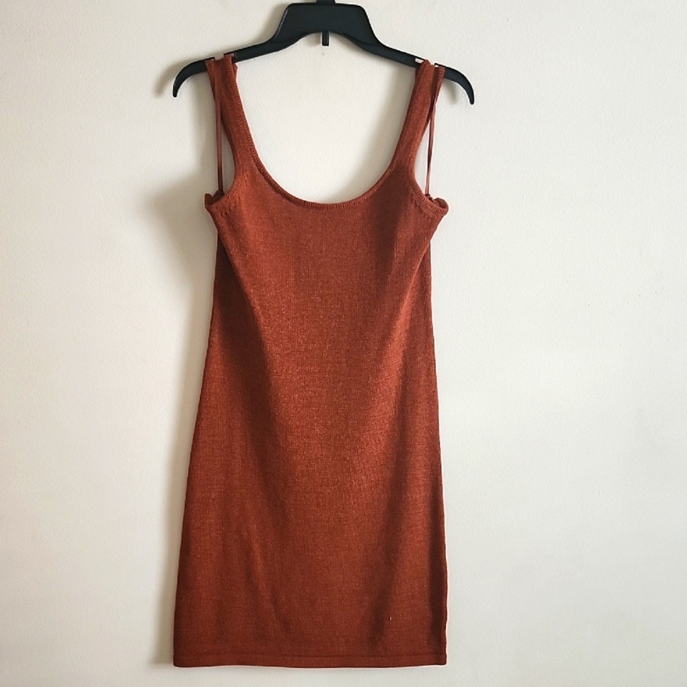 Rhythm Suki Knit Rust Mini Dress Womens XL Low Back Travel Beach Resortwear